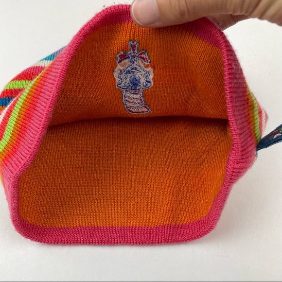 The Cat In The Hat Colorful Orange Red Stripe Hat Beanie Girl 7-14 - Picture 4 of 9